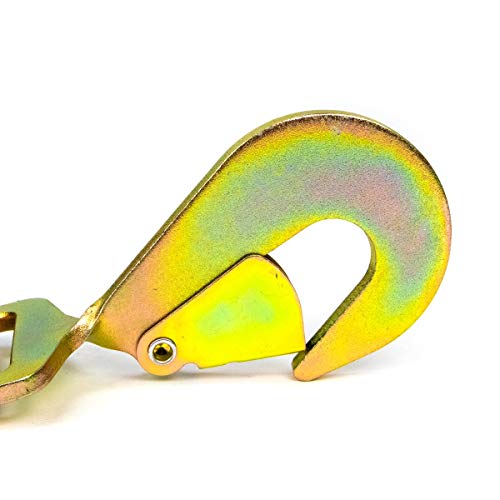 Vulcan Axle Tie Down Combo Strap With Snap Hook Ratchet - 2 Inch X 114 Inch - 4 Pack - Classic Yellow - 3,300 Pound Safe Working Load #TOP2