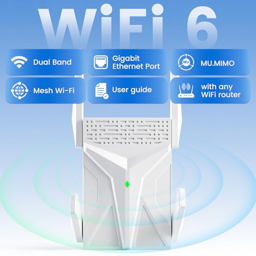 Image of 2026 AX1800 WiFi 6 Extender, WiFi Extender Signal Booster for Home-Dual Band (2.4G /5.8G), WiFi Booster with 8X Faster Access Point,Up to 17,888 Sq.Ft. & Support 135+ Smart Devices Easy Setup (White)