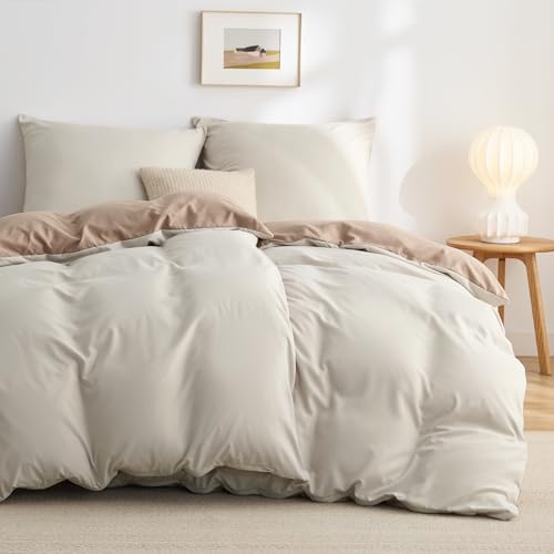 BEDSURE Bettwäsche 135x200 4teilig Khaki/Beige - Bettwäsche-Sets Bettbezug 135 x