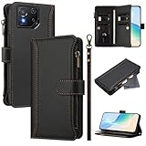 linsuyu Cover Compatible with Asus ROG Phone 8 5G,Compatible with Asus ROG Phone 8 Pro 5G Zipper Dual Card Slot Wallet Phone Case Black