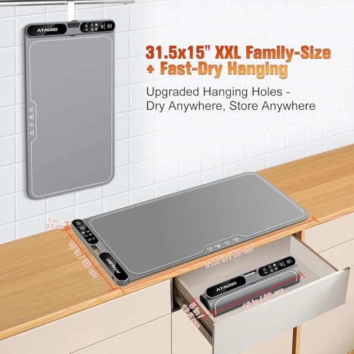 Warming Mat for Food Extra Large, Electric Warming Tray, 15"x31.5" Silicone Heating Mat with 7 Level Adjustable Temp and 8 Hours Timer, Food Warmer for Parties Buffet Home Travel, Dark Gray