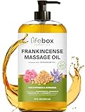 Frankincense Massage Oil – 100% Pure & Natural - Massage Therapy Oil for Soreness & Stiffness – Stretch Marks and Scars Body Oil Infused with Frankincense Essential Oil and Geranium Oil – 8 FL OZ