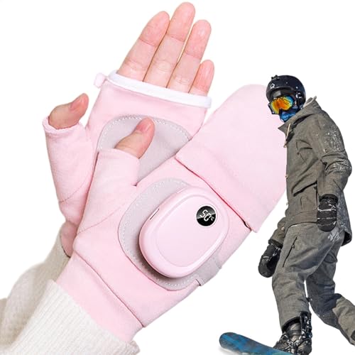 Guantes calefactables recargables – calentadores de manos USB, material franela | Guantes de invierno sin dedos para mecanografía, ciclismo, deportes al aire libre | Temperatura ajustable en 3 modos