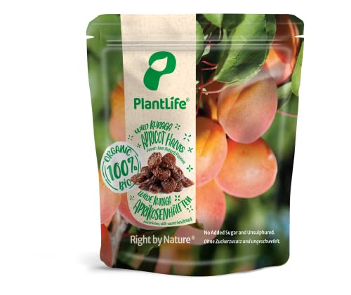 PlantLife BIO Aprikosen-Hälften 1kg - Rohe, Entsteinte, Sonnengetrocknete und Naturbelassene Bergaprikosen - 100% Recyclebar Cover