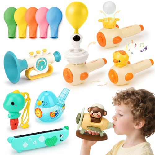 Joyreal 8 in 1 Sensory Toys for Kids with Whistle Balloon Blower Floating Blow Pipe Ball - Autism Sensory Product Oral Motor Therapy Tools - Speech Therapy Toys for Toddler 3+ Year Old Boy Girl Gift