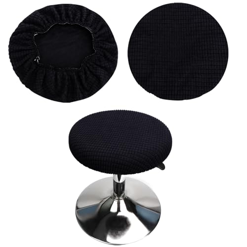 Hualisiji Funda Taburete Redondo 1 Piezas Funda Redonda Taburete, Elástica Lavable Fácil De Limpiar Suave Y Duradera, Para Silla De Taburete 30-40cm 1 Piezas Negro