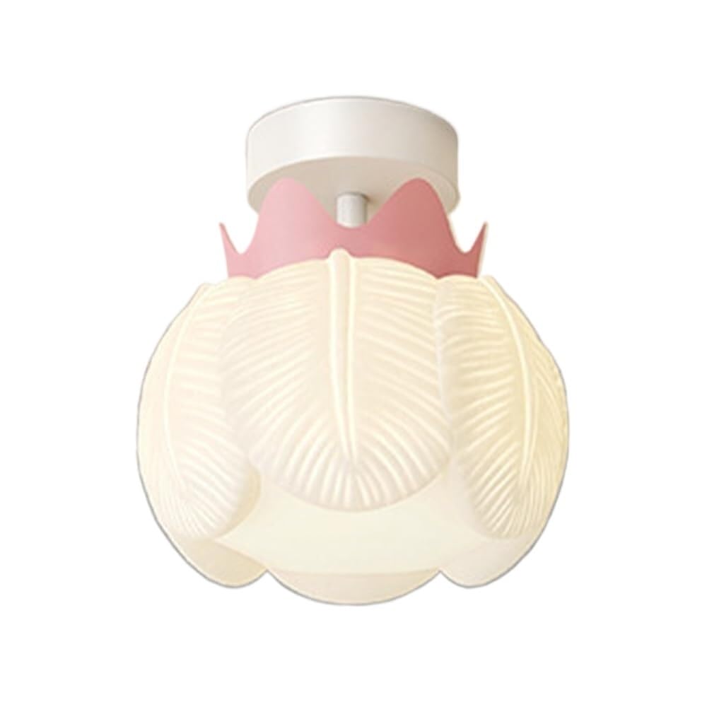 LUOYAOB Nordic Modern and Minimalism Ceiling Lights PE Shade Semi Flush Mount Ceiling Lamps Iron Body Three-Color Mode Ceiling Light Fixture for Bedroom Living Room Entryway(Pink)