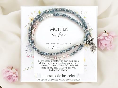 Mother In Love Morse Code Bracelet, Meaningful Jewelry for Mother In Law Gift from Daughter In Law and Father In Law with card, Future Mother In Law To Be2