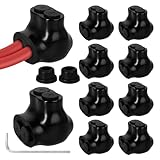 10 Pcs 2 Port Insulated Multi Tap Connector 4-14 AWG Single Entry Multi Cable Connector Aluminum Black Electrical Cable Connectors with Slotted Allen Hex, UL Liste