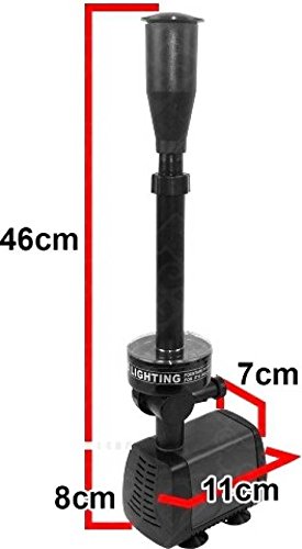 Dimensions of the SOBO LED-3800FP pump and fountain assembly