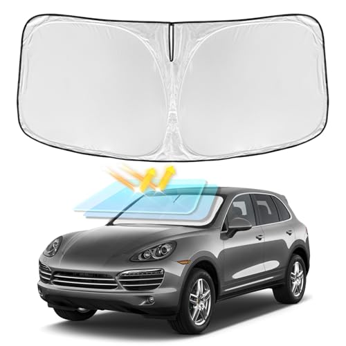 for Porsche Cayenne 2019-2024 2025 Windshield Sun Shade - 4 Layers Car Sunshades for Front Windows...