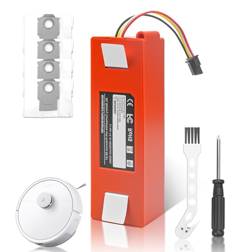 Akku für Roborock S7 Zubehör S7 MaxV/MaxV Ultra Q5/Max+/Pro+ Q7 Q7+/Max/Pro S8+ Roboter Staubsauger Ersatzakku für Roborock Q5 Ersatzteile mit 4 Staubbeutel