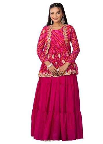Costume indien femme haut de gamme en authentique Bandhej brodé main Thared 12240