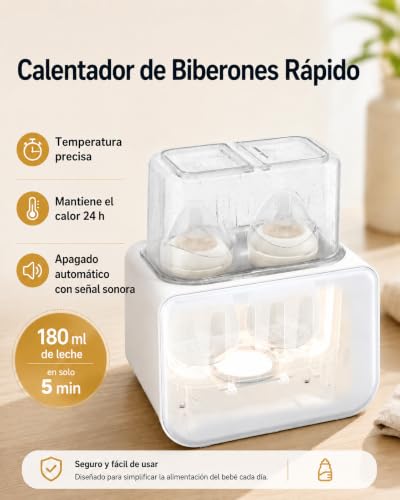 Miniatura 2 de Grownsy Calienta Biberones Esterilizador Biberones Calentador Rápido De Alimentos Para Bebés 9-En-1 Y Descongelador Calentador Pantalla Lcd Control Preciso De Temperatura Para Leche Materna