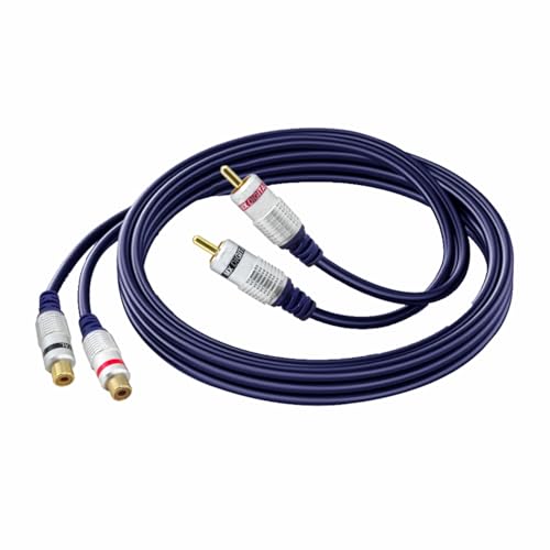 Image of MX 2 RCA Male to 2 RCA Female Audio Extension Cable - Stereo Adapter Cord for Home Theater, AV Receiver, Subwoofer, Amplifier, Speaker - Gold-Plated Connectors - 1.5 MTR