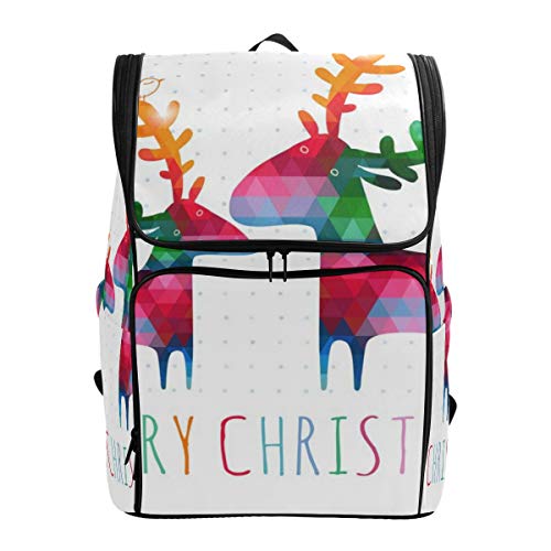 Preisvergleich Produktbild Mokale Weihnachtskarte Bunte Hirsche,Rucksack Rucksack Reisetasche Wanderrucksack College Student School Bookbag Reisetasche für Männer oder Frauen
