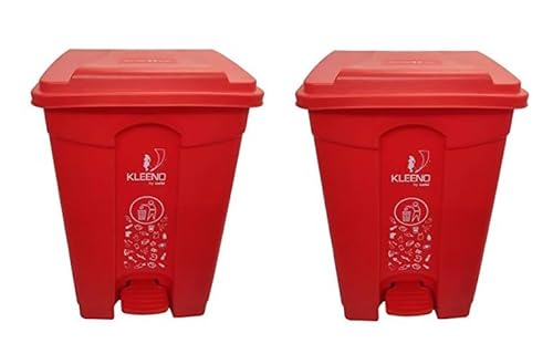 Cello Strong Plastic Step-On Pedal Garbage Dustbin 60 Ltr Red/Red Combo