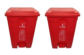 Cello Strong Plastic Step-On Pedal Garbage Dustbin 60 Ltr Red/Red Combo