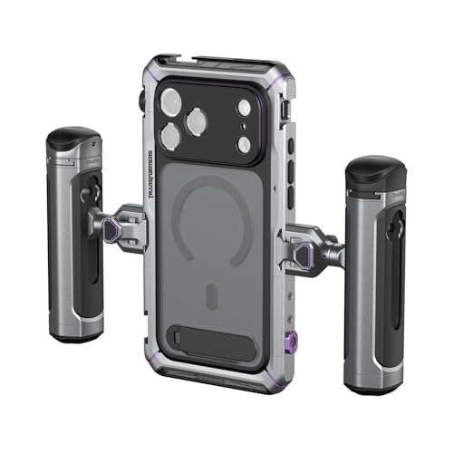 SmallRig Megatron Edition Dual Handheld Video Cage Kit for iPhone 17 Pro Max Wireless Control Handle Quick Release Filmmaking & Live Streaming Kit with Case Rotatable Handles Lens Backplate-5584