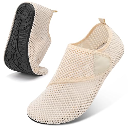 Image of Spesoul Water Shoes for Women Men Breathable Quick Dry Aqua Shoes Barefoot Aqua Socks Sneakers for Beach Swim Pool Yoga River Outdoor Water Sports 11-12 Women /8.5-9.5 Men, Vel Beige