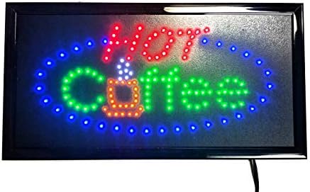 LED Open Sign On/Off with Chain High Visible Bright Colors Led Moving Flashing Animated Neon Sign Motion Light 19x10 (Coffee)