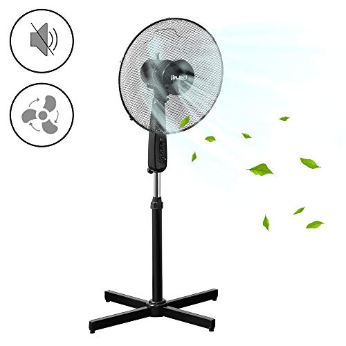 [in.tec] Ventilador de pie 120 x 60 x 60 cm Ventilador de Pedestal 3 Niveles de Velocidad 50W ø41cm Peso 2,3 kg Plástico Negro