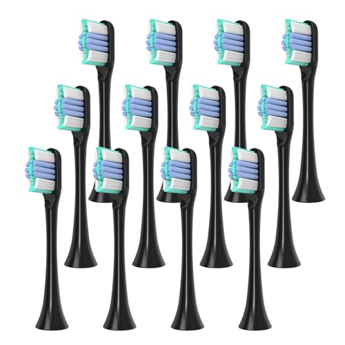 2-4-8-12 �� Oclean �d�����u���V�����p�u���V�w??�b�h�A�X�p�[�N�A�t���[�AX�AZ1�AX Pro �p���u���V�w�b�h�ƌ݊�������(Black-12 Pcs)