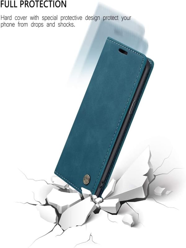 Image of Perkie Velvet Soft Faux Leather Wallet Flip Case Kick Stand Magnetic Closure Flip Cover for iPhone 15 (Blue)