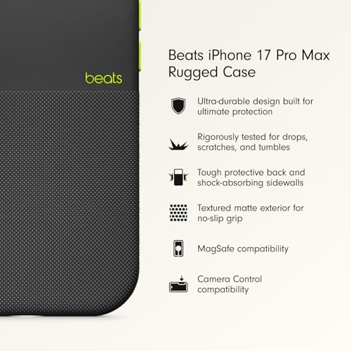 Beats iPhone 17 Pro Max Rugged Case with MagSafe & Camera Control, Scratch & Drop Tested, Matte Texture with Microfiber Lining - Everest Black by Beats - Used condition - Image 2