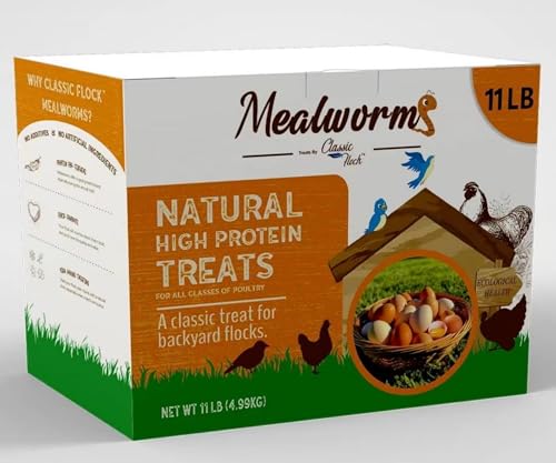 Classic Flock 11lb Dried mealworms - High Protein, Pure Natural,
