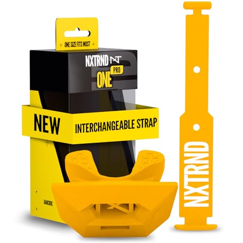 Nxtrnd One Pro Football Mouth Guard, Interchangeable Strap, Fits Adult & Youth (Yellow)