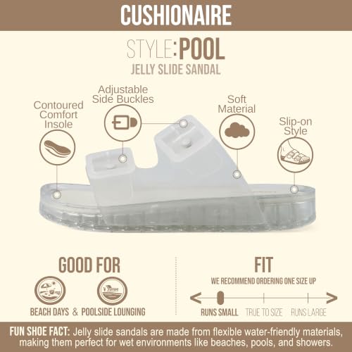 Image of CUSHIONAIRE Pool Slides for Women Water Resistant Double Buckle Adjustable Slip-On Womens Sandals for Beach Shower Casual Wear