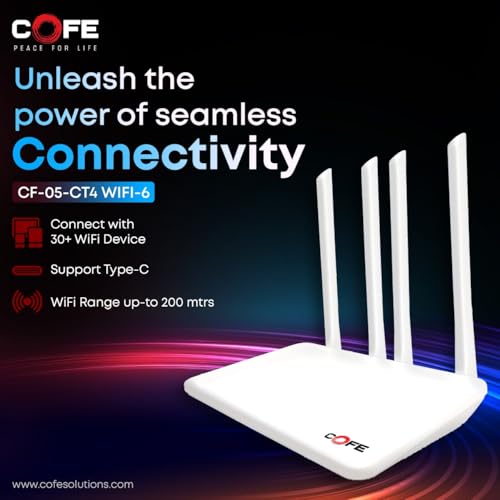 Image of COFE CF-05-CT04 WiFi 6 4G SIM Router | 300Mbps | Type-C Power | 4 Antenna | Upto 32 Devices
