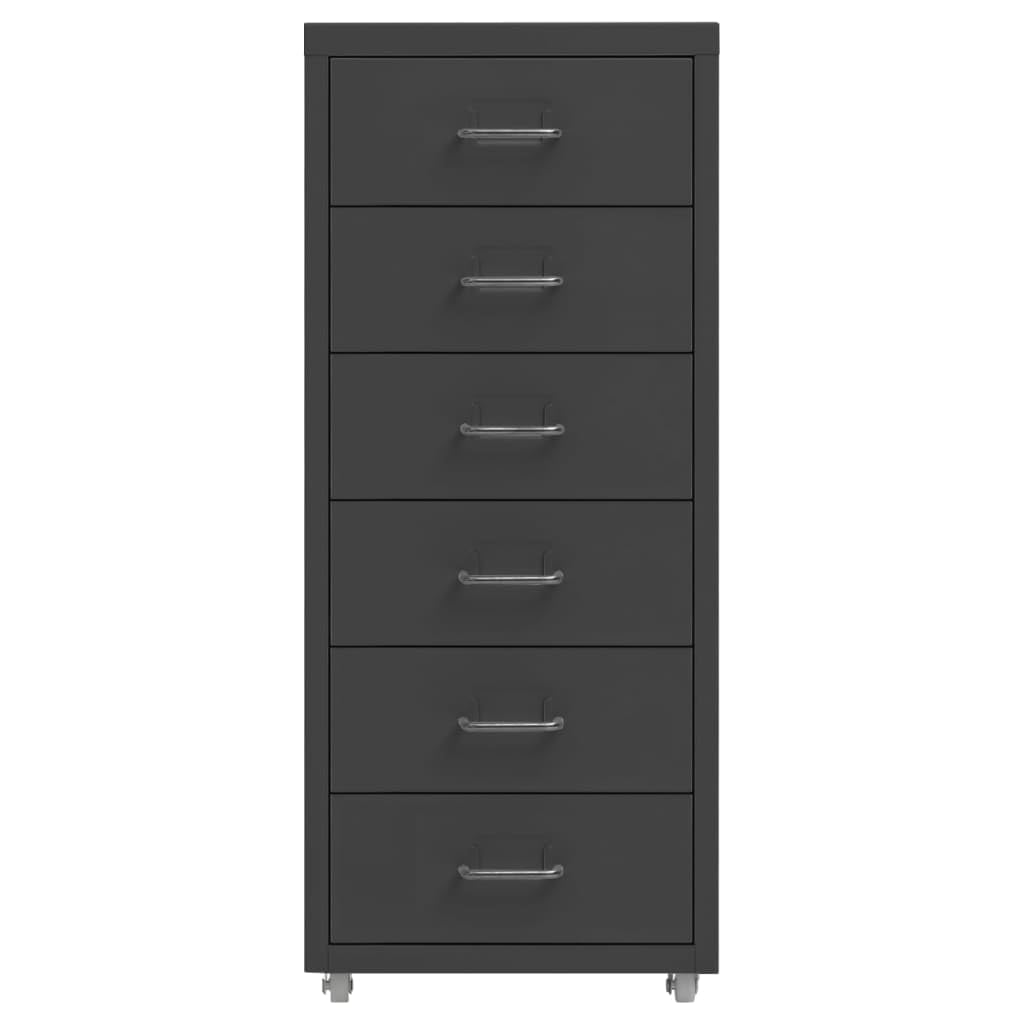 Raccoglitore mobile antracite, 28 x 41 x 69 cm, in metallo, 6 cassetti
