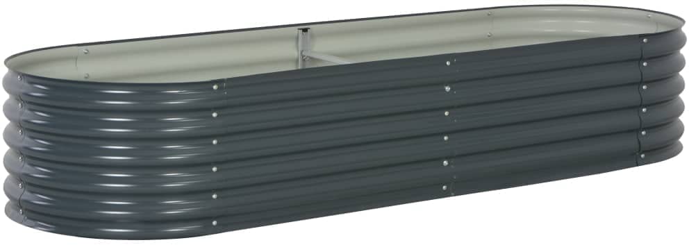 KOIECETA Hochbeet Stahl Grau 240x80x44 cm Gemüsebeet Pflanzbeet Frühbeet Garten