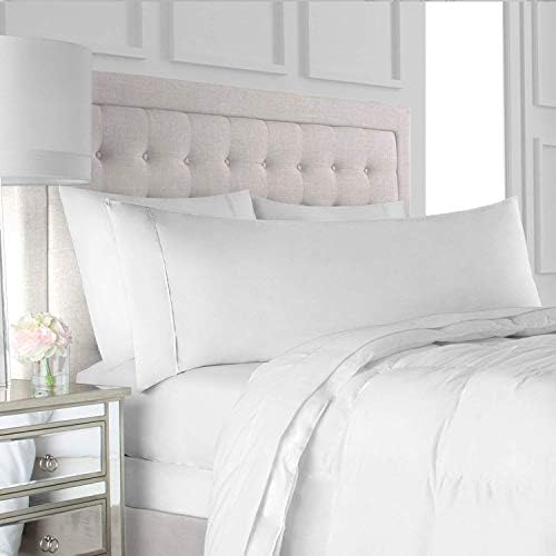 500 TC Body Pillowcase Size 21X60 Size with 100% Egyptian Cotton- White Solid (21X60)