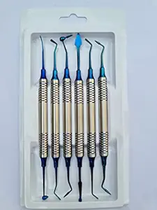 NSI Dental composite filling instrument kit blue handle set of 6 instruments