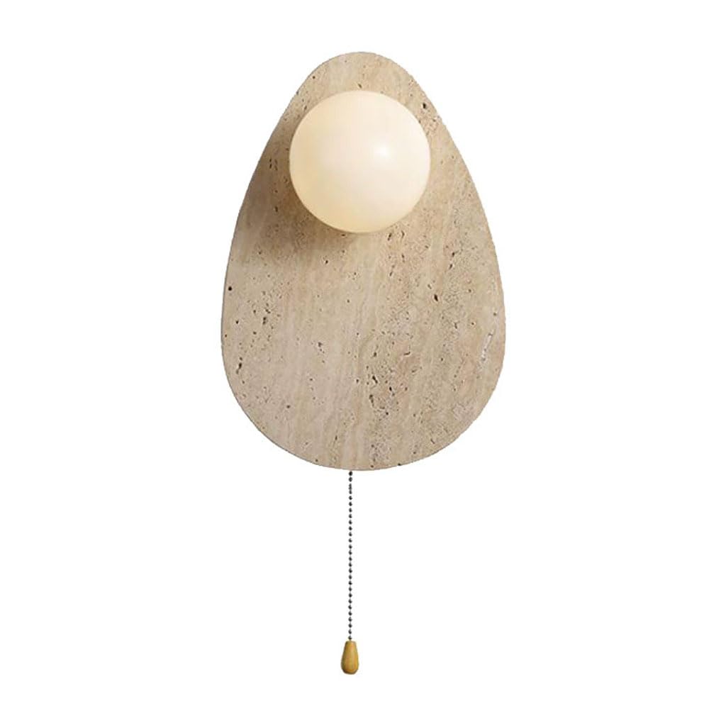 HXYSXHJUO G9 Light Source Single-Head Wall Sconce, Modern Industrial Style Light, Creative Yellow Travertine Glass Lamp, Living Room Storage Bedside Decorative Fixtures