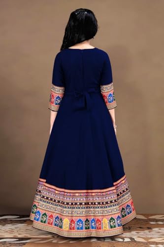 Image of Cotton Silk Long Anarkali Kurta for Girls