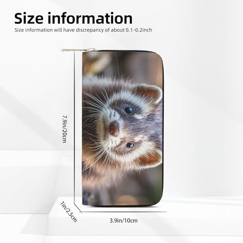 Pu Leather Wallet For Women Girl, Zip Around Credit Card Holder Cute Raccoon Long Wallet Clutch Purse Waterproof Travel Handbag3