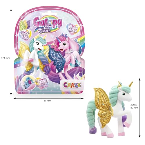 GALUPY Rainbow Unicorn - Einhorn Spielzeug zu Sammeln, Einhorn Figuren mit Glitzerflügeln & Swarovski Kristal - Pferde Spielzeug mädchen