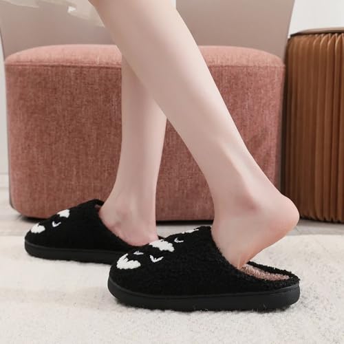 Image of Evil Eyes Cowboy Hat Slippers cute Warm Cozy House Shoes Soft Plush Fuzzy Slippers for Women Men