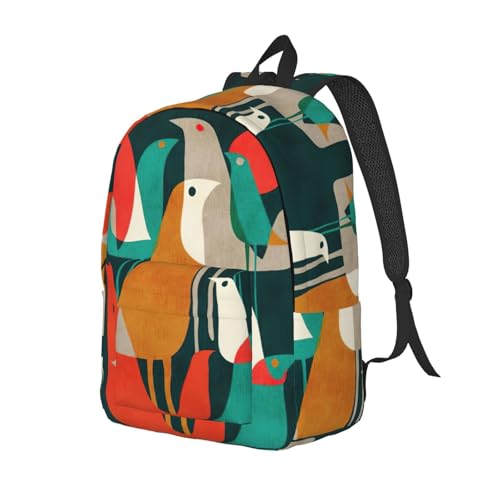 Sac à dos universitaire avec compartiment ordinateur imprimé oiseaux