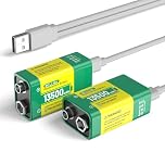 2 Pack 9 V Rechargeable Battery, 13500mWh 9 V High Capacity Lithium Batteries, with USB-C Fast Charging Cable, Ideal for Alarms, Toys, Smoke Detectors, Microphone, Torches, Medical Devices etc.