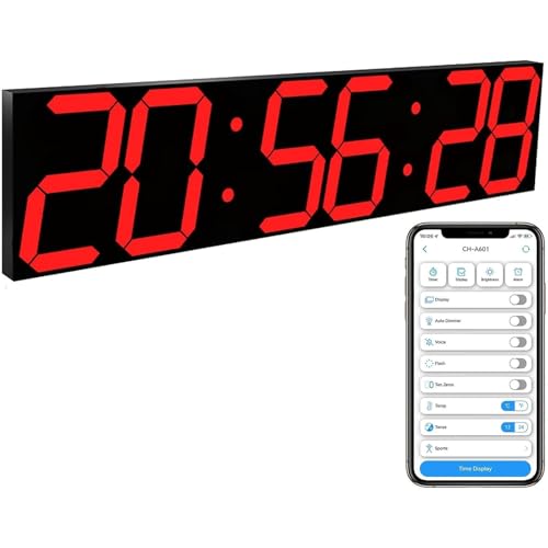 Orologio digitale da parete a LED, modalità fitness, cronometro, conto alla rovescia, sveglia, visualizzazione della temperatura, funzione di memoria di spegnimento per riunioni ed esami