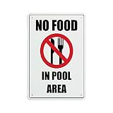 Aihesui No Food in Pool Area Aluminum Signs Personalized Metal Tin Sign Swimming Pool Rules Sign Rus