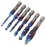 WEKADRIN 6pcs Hss Hex Shank Drill and Tap Bit Set, Metric Thread Tapping Kit M3-m10 with Countersink for Metal Drilling and Chamfering, Industrial Screw Tap Drill Bits