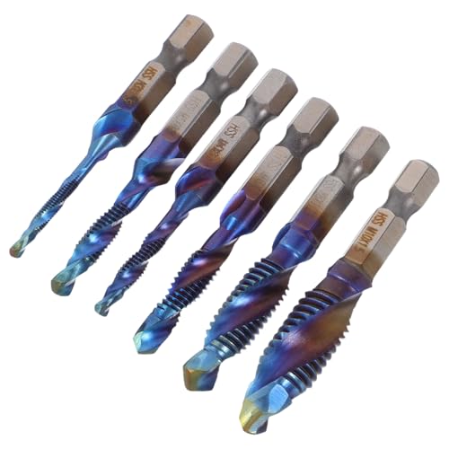 WEKADRIN 6pcs Hss Hex Shank Drill and Tap Bit Set, Metric Thread Tapping Kit M3-m10 with Countersink for Metal Drilling and Chamfering, Industrial Screw Tap Drill Bits