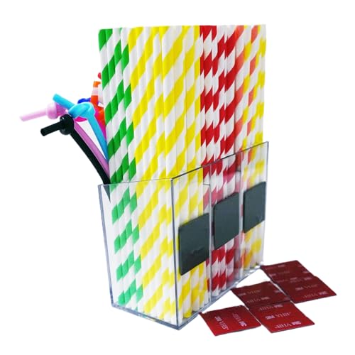 Yazeziliya Acrylic Straw Dispenser Holder for Counter, Plastic Straw Containerï¼Œ Kitchen Storage Organizer for Home, Office, Restaurant ï¼Œ Easy Dispensing, Modern Clear Design