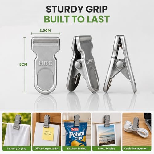 Image of Zureni Heavy Duty PVC Material Clothes Pins Multipurpose Tight Grip Laundry Clips with Springs Air-Drying Clothing Pin Set for Balcony & Outdoor Use- (Pack of 12, Random Color)